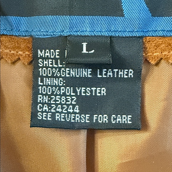 Stunning Cripple Creek Brown Leather Jacket w/ heavy Blue Jean Fabric & Conchos - Picture 16 of 16